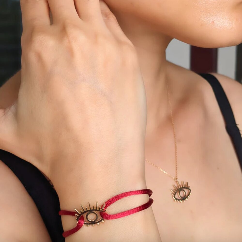 18K Yellow Gold Evil Eye Bracelet - Picture 5 of 13